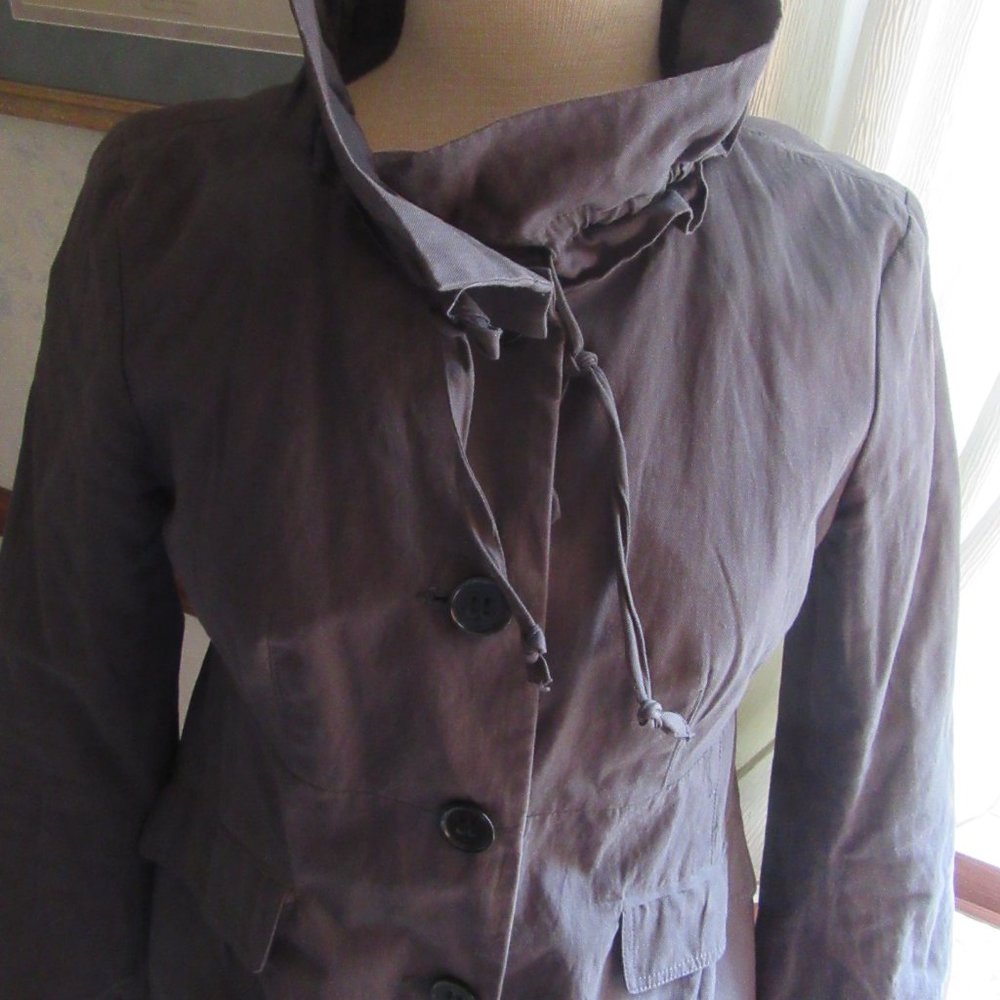 Loft Long Gray Fully Lined Adjustable Ruffle Coll… - image 8